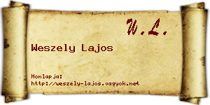 Weszely Lajos névjegykártya
